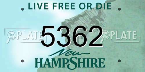 5362 New Hampshire License Plate