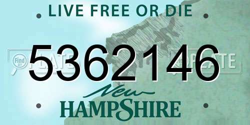 5362146 New Hampshire License Plate