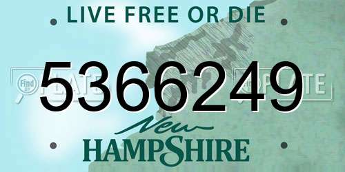 5366249 New Hampshire License Plate