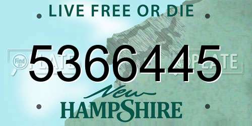 5366445 New Hampshire License Plate