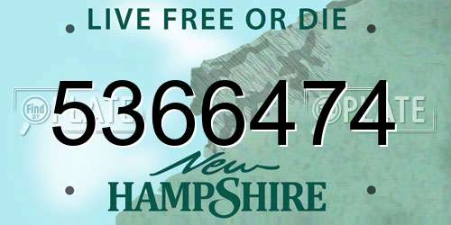 5366474 New Hampshire License Plate