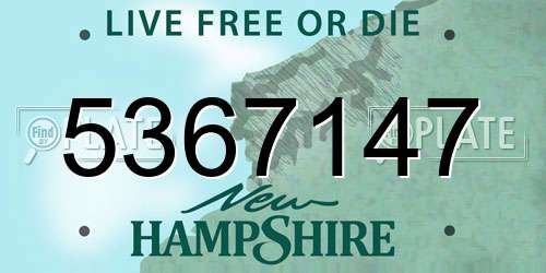 5367147 New Hampshire License Plate