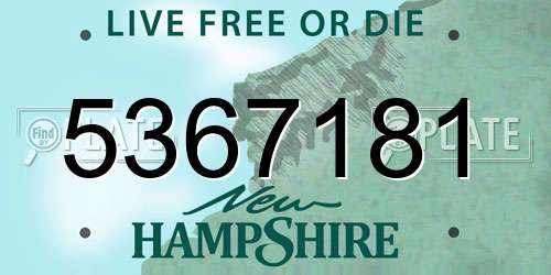 5367181 New Hampshire License Plate