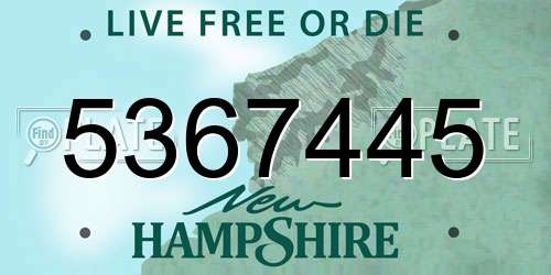 5367445 New Hampshire License Plate