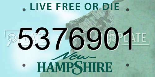 5376901 New Hampshire License Plate