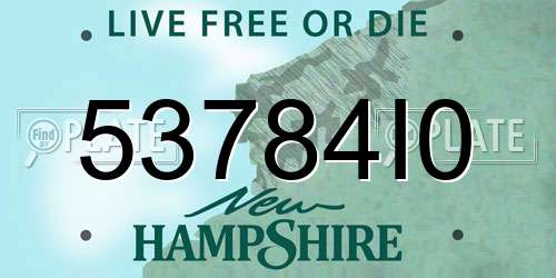 53784I0 New Hampshire License Plate