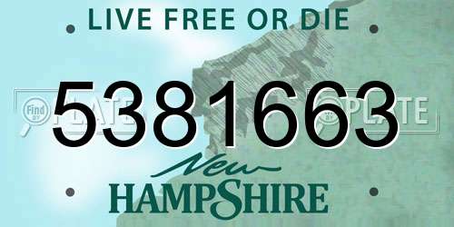 5381663 New Hampshire License Plate