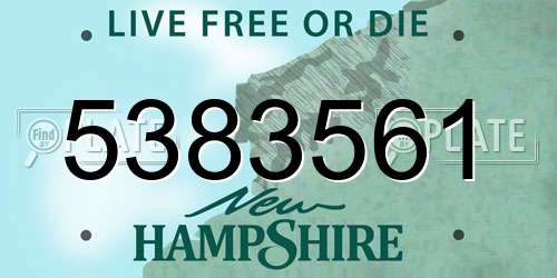 5383561 New Hampshire License Plate