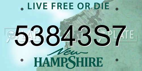 53843S7 New Hampshire License Plate