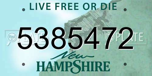 5385472 New Hampshire License Plate