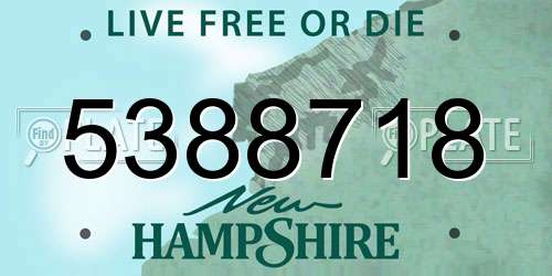 5388718 New Hampshire License Plate