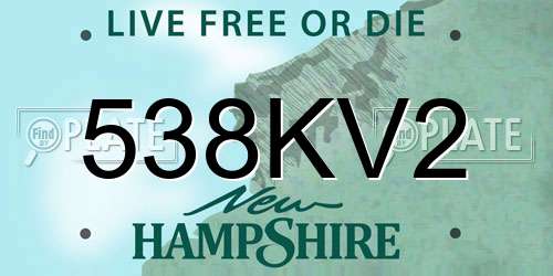 538KV2 New Hampshire License Plate