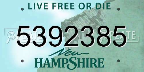 5392385 New Hampshire License Plate