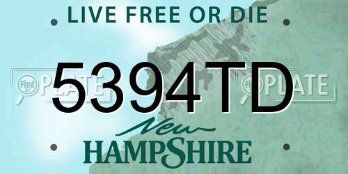 5394TD New Hampshire License Plate