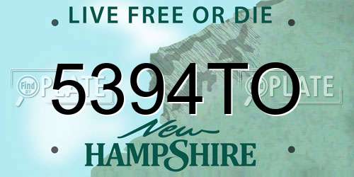 5394TO New Hampshire License Plate