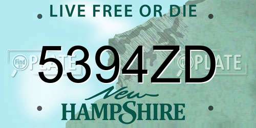 5394ZD New Hampshire License Plate