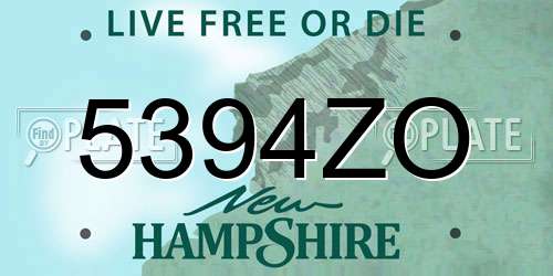 5394ZO New Hampshire License Plate