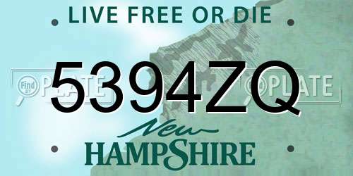 5394ZQ New Hampshire License Plate