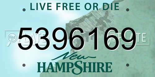 5396169 New Hampshire License Plate