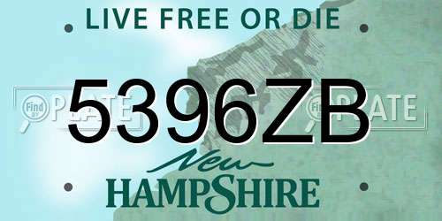 5396ZB New Hampshire License Plate