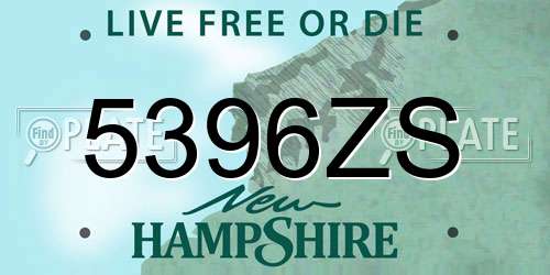 5396ZS New Hampshire License Plate