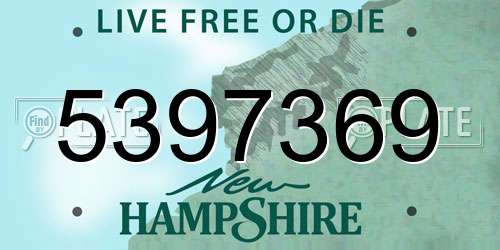 5397369 New Hampshire License Plate