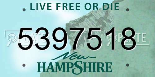 5397518 New Hampshire License Plate