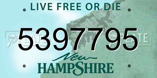 5397795 New Hampshire License Plate