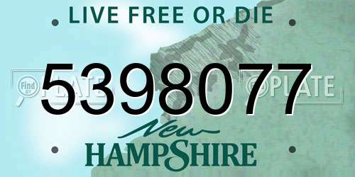 5398077 New Hampshire License Plate