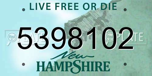 5398102 New Hampshire License Plate