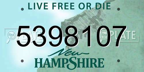 5398107 New Hampshire License Plate