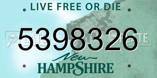 5398326 New Hampshire License Plate