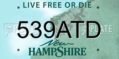 539ATD New Hampshire License Plate