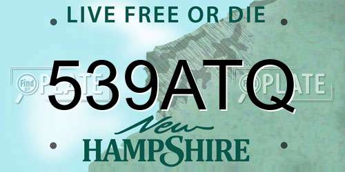 539ATQ New Hampshire License Plate