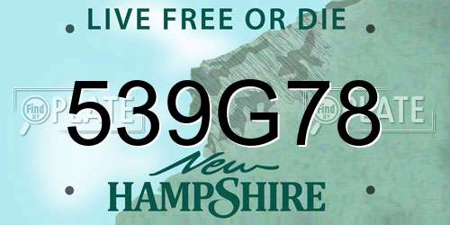 539G78 New Hampshire License Plate