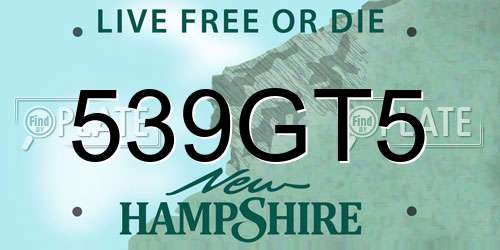539GT5 New Hampshire License Plate
