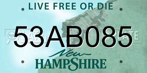 53AB085 New Hampshire License Plate