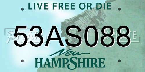 53AS088 New Hampshire License Plate