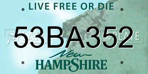 53BA352 New Hampshire License Plate