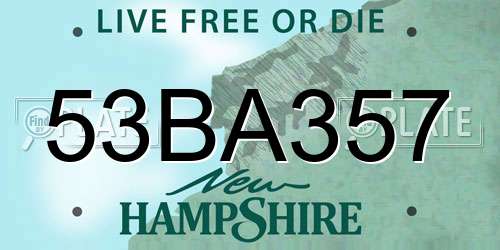 53BA357 New Hampshire License Plate