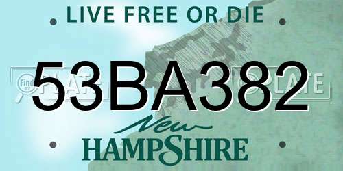 53BA382 New Hampshire License Plate