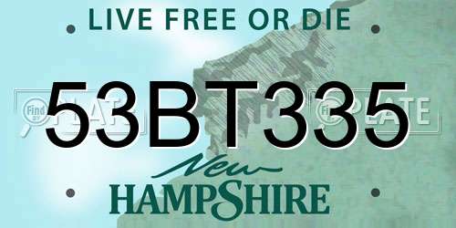 53BT335 New Hampshire License Plate