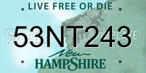 53NT243 New Hampshire License Plate