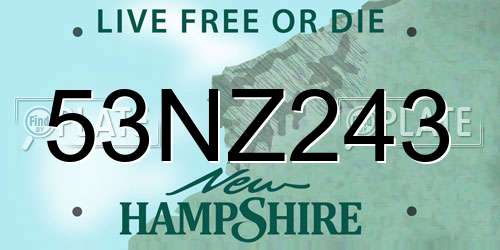 53NZ243 New Hampshire License Plate