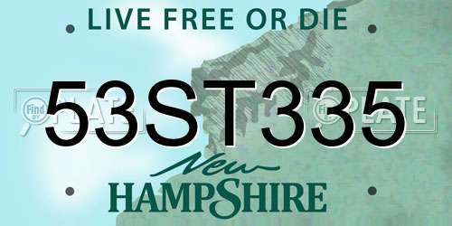 53ST335 New Hampshire License Plate