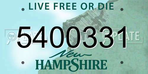5400331 New Hampshire License Plate