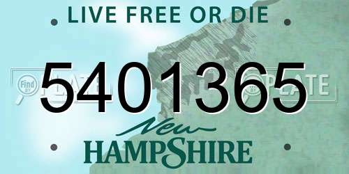5401365 New Hampshire License Plate