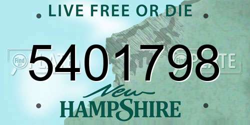 5401798 New Hampshire License Plate