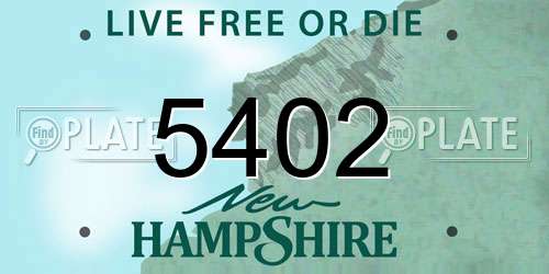 5402 New Hampshire License Plate
