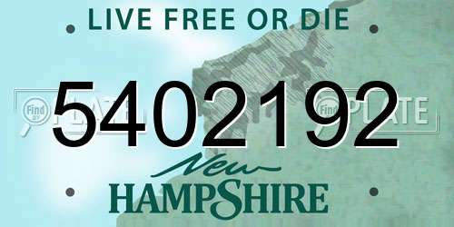 5402192 New Hampshire License Plate